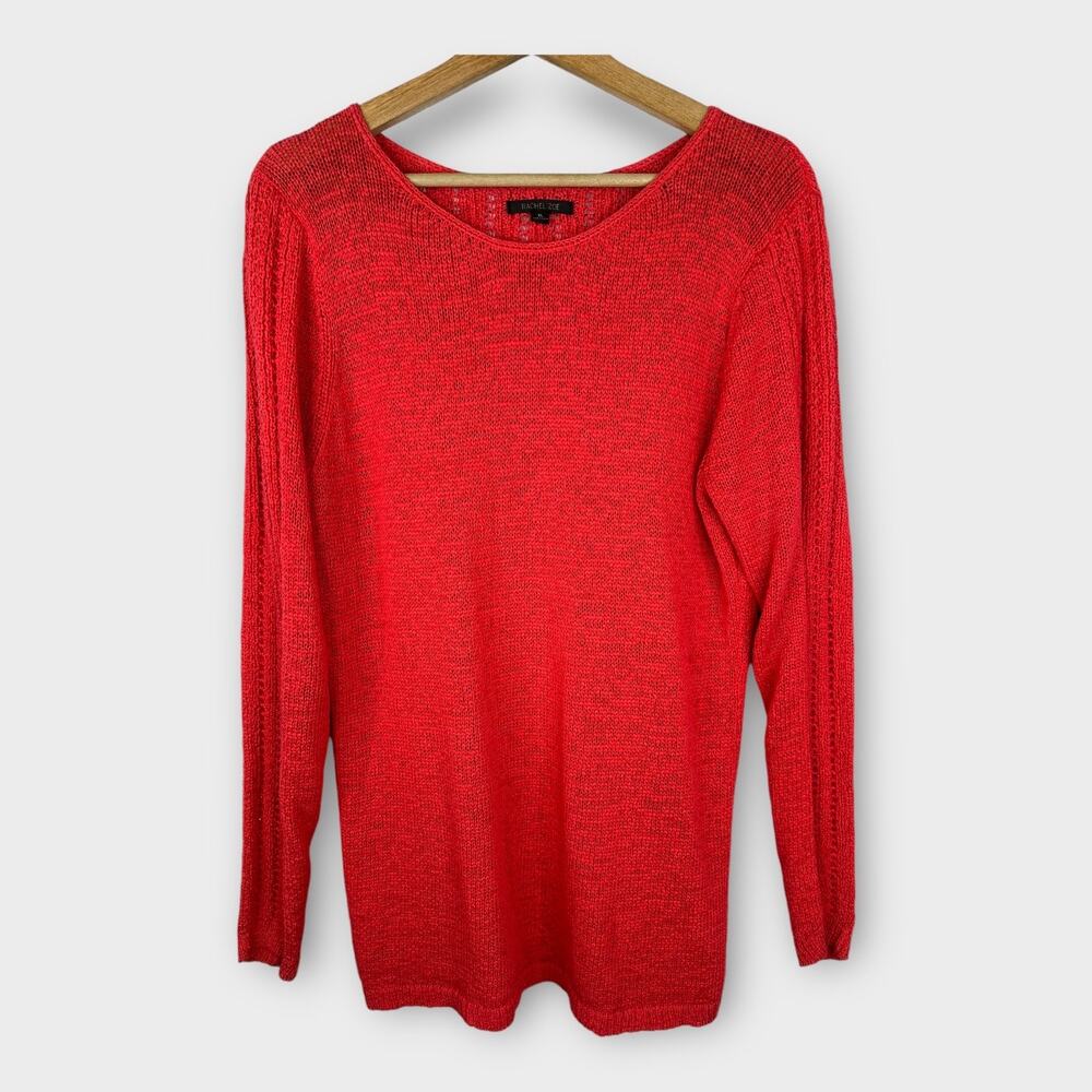 Rachel Zoe Womens size XL Open Knit Long Sleeve Sweater Pink Coral Beachy